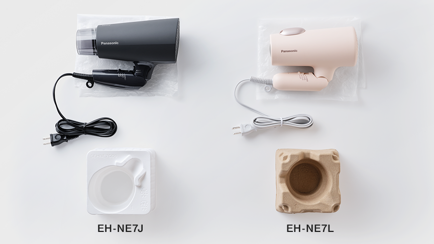 EH-NE7JとEH-NE7Lのパッケージの緩衝材の違いのイメージ