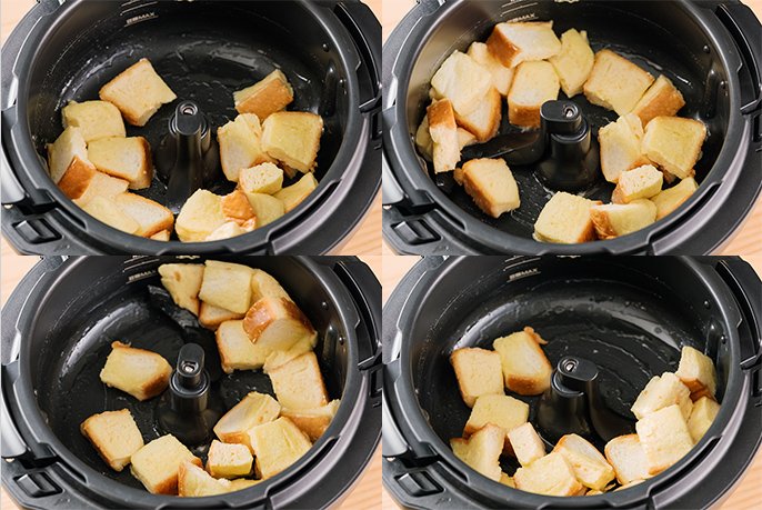 写真：ひと口フレンチトーストを鍋底かきまぜで調理しているオートクッカー