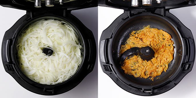 写真：調理前、調理後の比較