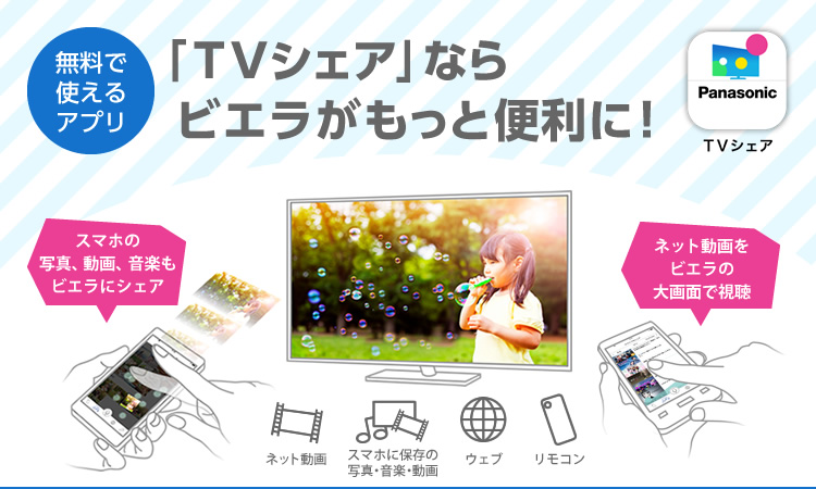 無料で使えるアプリ「TVシェア」なら、ビエラがもっと便利に！
