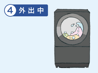 イラスト：運転中の洗濯機
