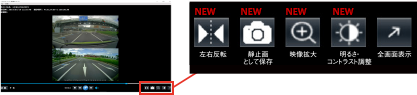 左右反転や拡大表示、明るさ調整など実用的な機能を搭載してさらに使いやすくなりました。さらに、CA-DR03TDの録画映像にも対応しています。