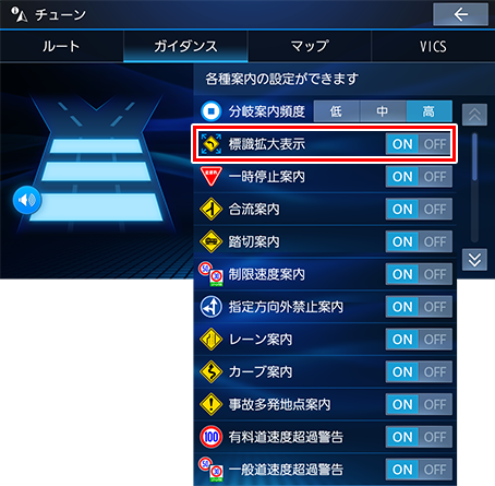 表示の有無やガイダンスの詳細な調整ができます