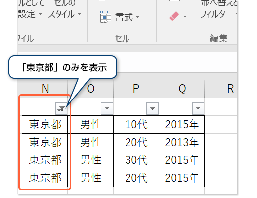 「東京都」のみを表示