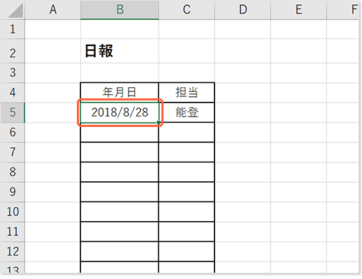 今日の日付が自動入力