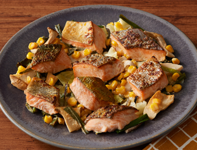 さけと野菜の白みそ風ソテー