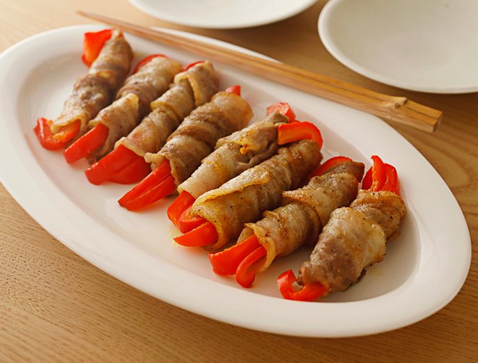 【オレンジページ レシピ】パプリカのカレー肉巻き