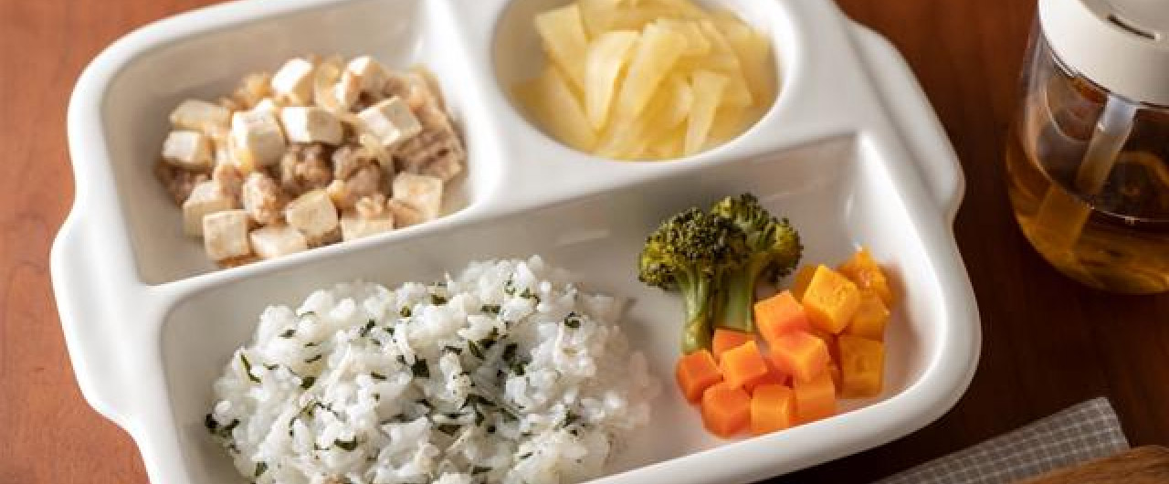鶏ひき肉豆腐の離乳食プレート