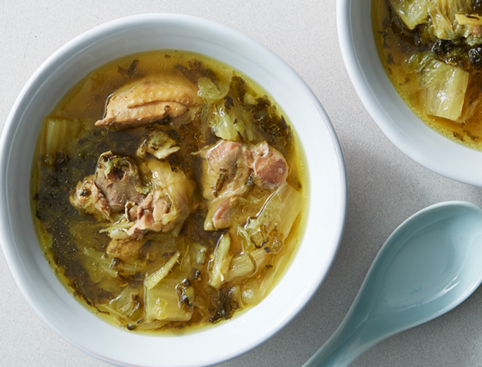 鶏と高菜の発酵煮スープ
