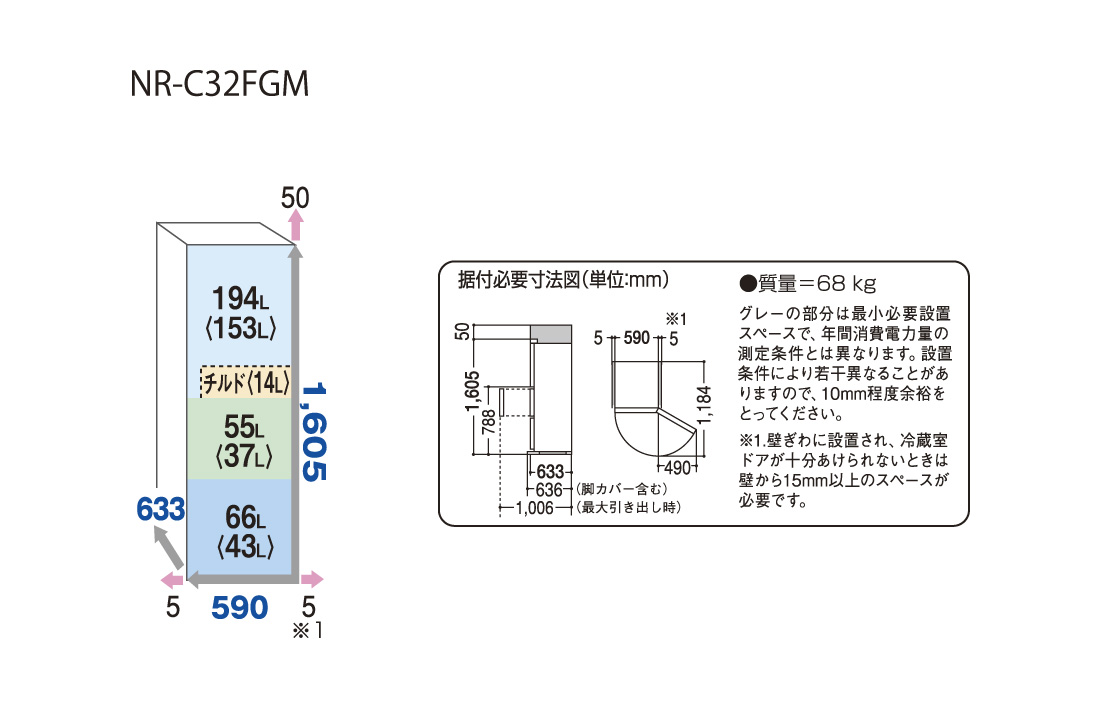 NR-C32FGM 仕様・詳細情報 - パナソニックノンフロン冷凍冷蔵庫 