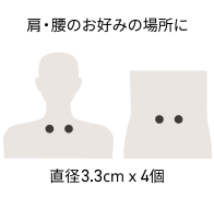 肩・腰のお好みの場所に、直径3.3cm×4個