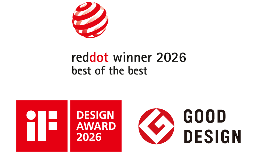 受賞歴のロゴ　reddot賞/if賞/グッドデザイン賞