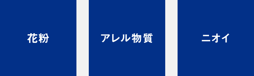 ナノイーXのF-PX55Dにおける効果の説明画像です。花粉、ニオイ、アレル物質。