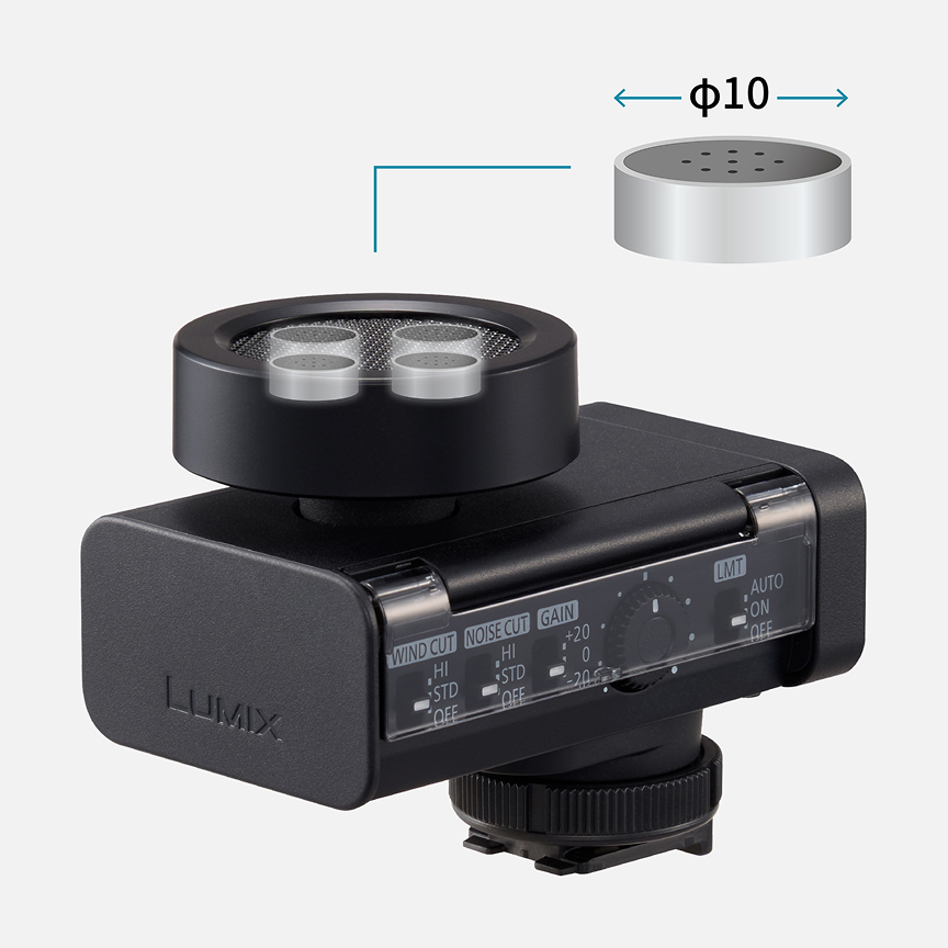 大口径10mmマイクアレイを備えたDMW-DMS1の構造図