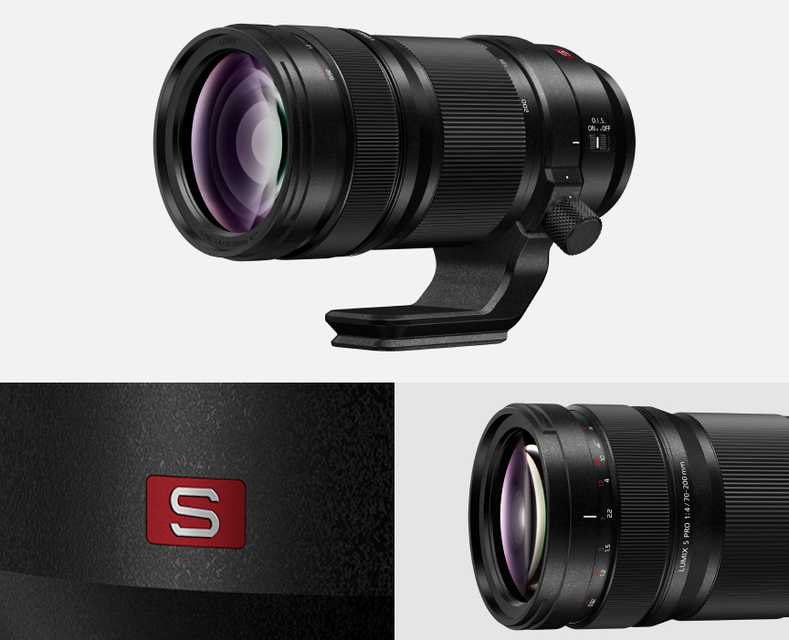 「S」のレッドエンブレムが、S PROレンズのアイデンティティーを表現。