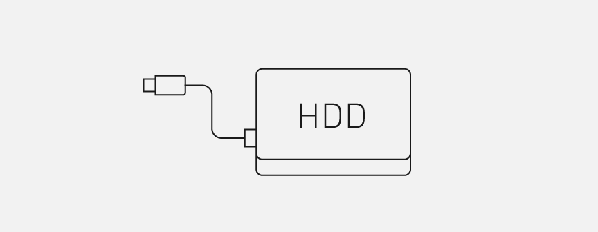 画像：外付けHDDで増設可能