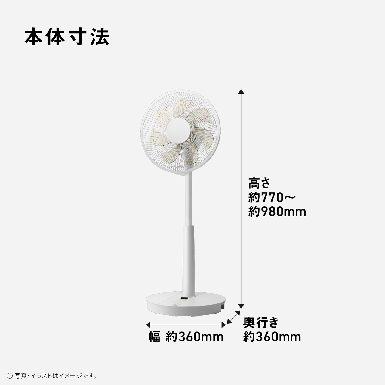 本体寸法　高さ 約770～ 約980mm　幅 約360mm　奥行き 約360mm