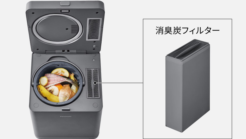 消臭炭フィルターの位置