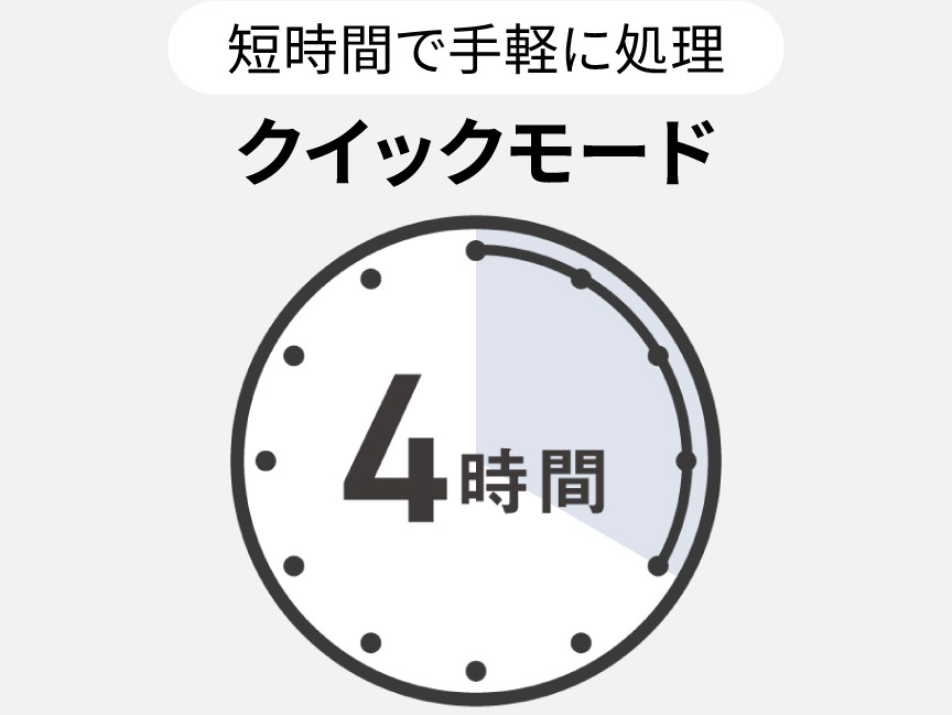 短時間で手軽に処理　クイックモード 4時間