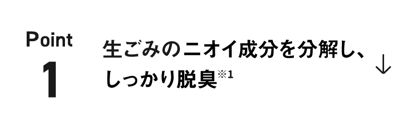 POINT 1 ニオイ成分を分解し、 しっかり脱臭