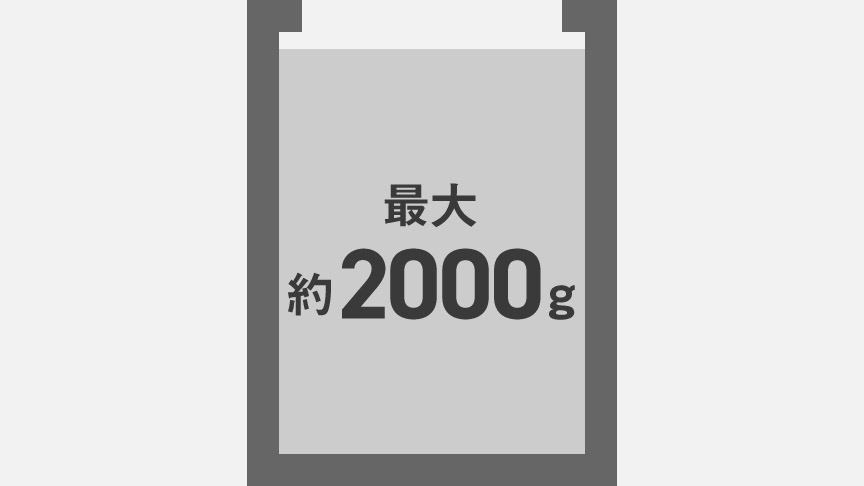 イラスト：1回の最大処理量は約2 kg