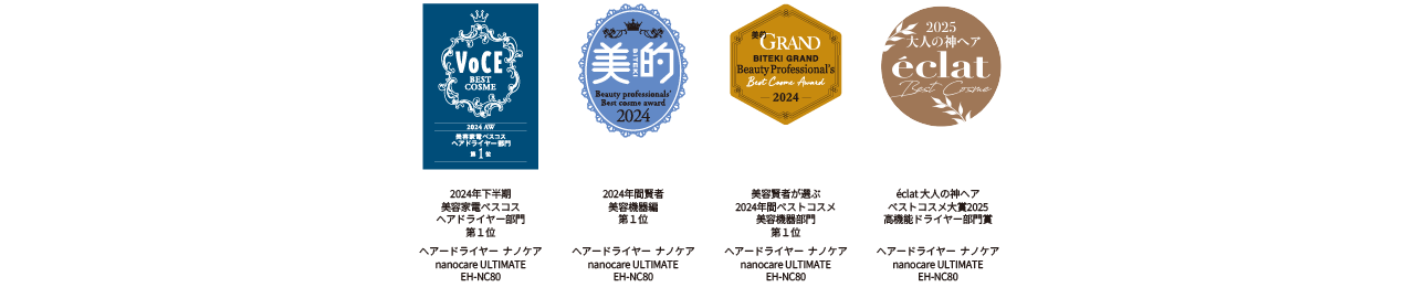 VoCE BEST COSME 2024AW 美容家電,美的 2024年間賢者美容機器編第1位,美的GRAND 美容賢者が選ぶ2024年間ベストコスメ美容機器部門第1位,éclat 2025 大人の神ヘア Best Cosme