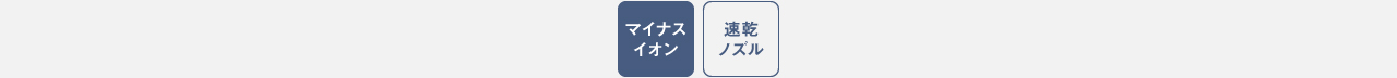 アイコン：マイナスイオン,速乾ノズル