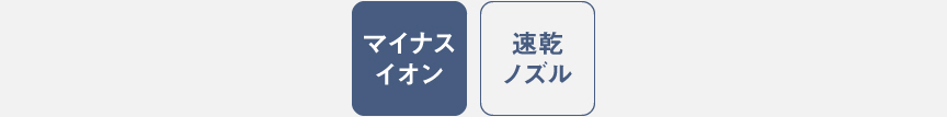 アイコン：マイナスイオン,速乾ノズル