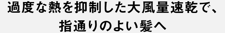 過度な熱を抑制した大風量速乾で、指通りのよい髪へ