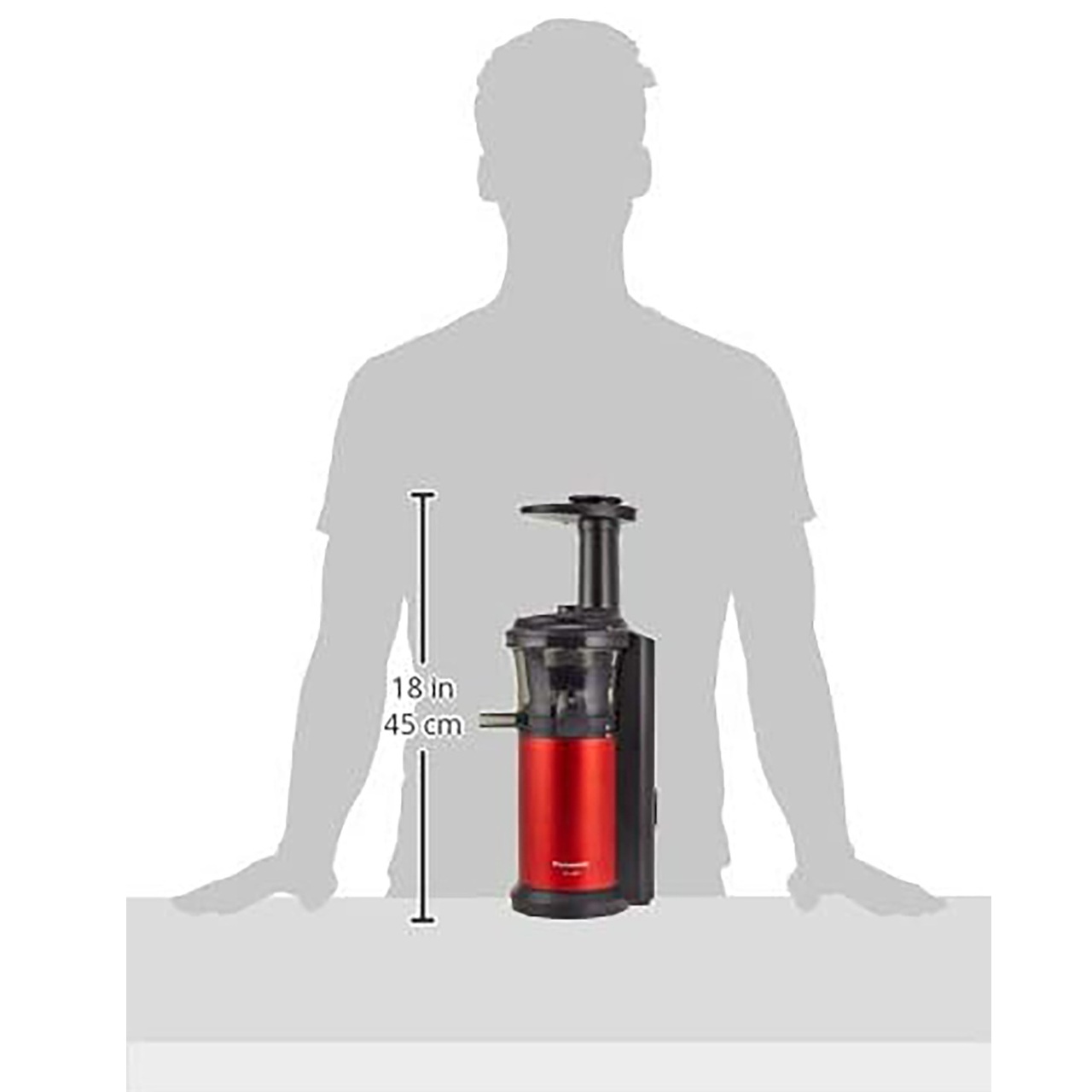イメージ図：人間とのサイズ比較 本体高さ：18インチ(25センチメートル)