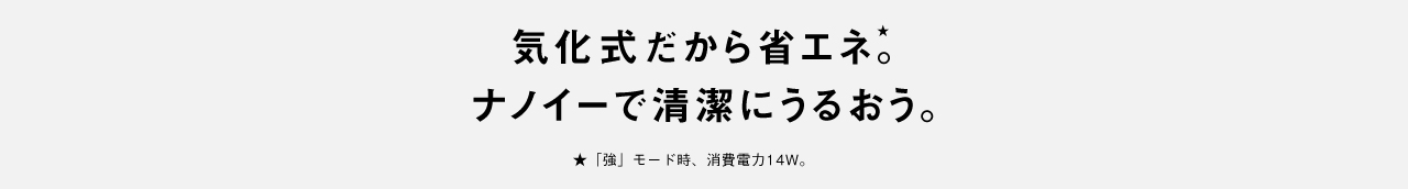 気化式だから省エネ。ナノイーで清潔加湿。