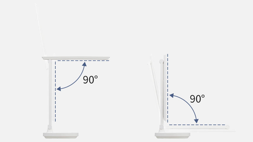 折りたためる角度　90°　90°