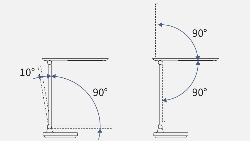 コンパクトなのに動かせる範囲が広いので置き場所を変えずに照らしたい場所を照らすことができます。