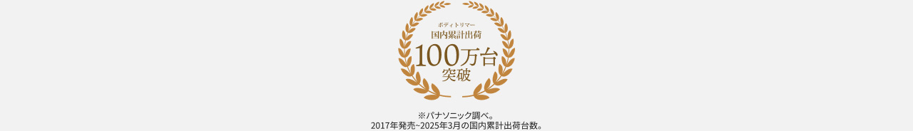 ボディトリマー国内累計出荷100万台突破※パナソニック調べ。2017年発売～2025年3月の国内累計出荷台数。