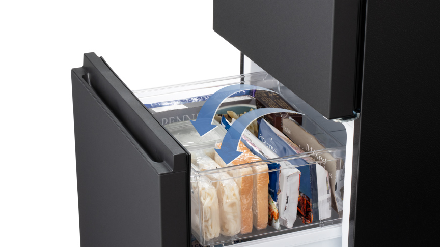 冷凍室の奥から手前に冷気が送られているイメージ