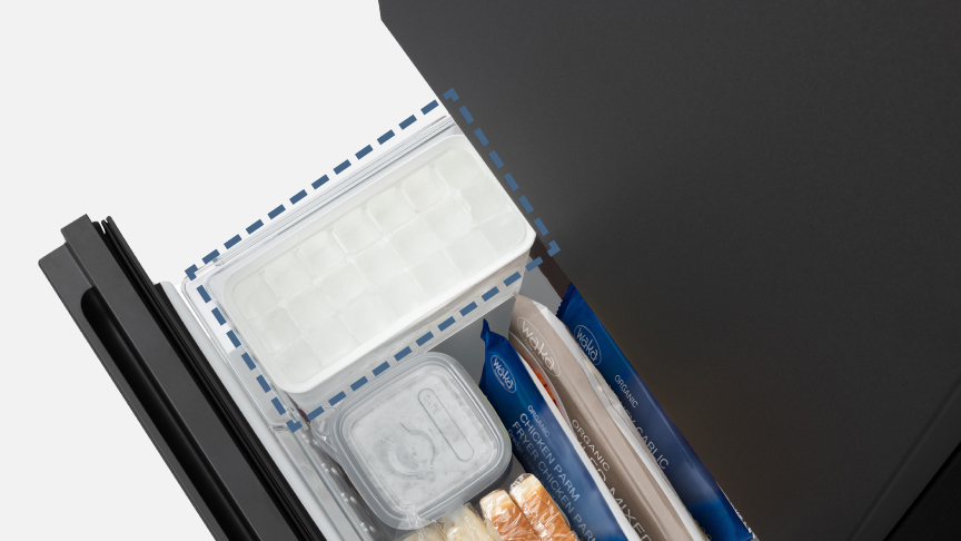 製氷皿と組み合わせて、貯氷箱として使えます。