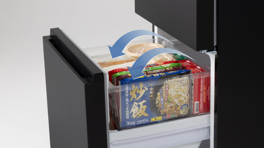画像：冷凍室の奥から手前に冷気が送られているイメージ