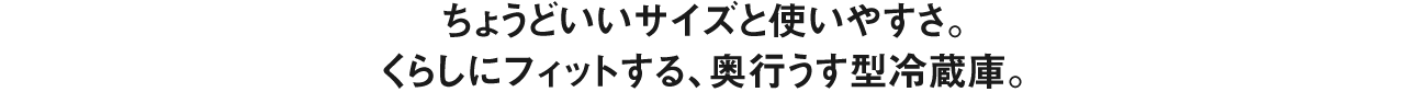 ちょうどいいサイズと使いやすさ。くらしにフィットする、奥行うす型冷蔵庫。