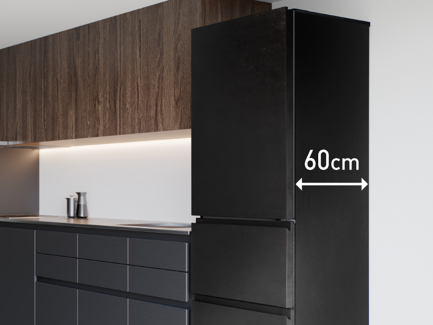 画像：キッチンに設置したイメージ、奥行60cm