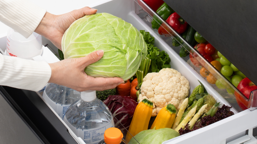 奥まで見えて、取り出しやすい。まとめ買いした野菜を新鮮保存