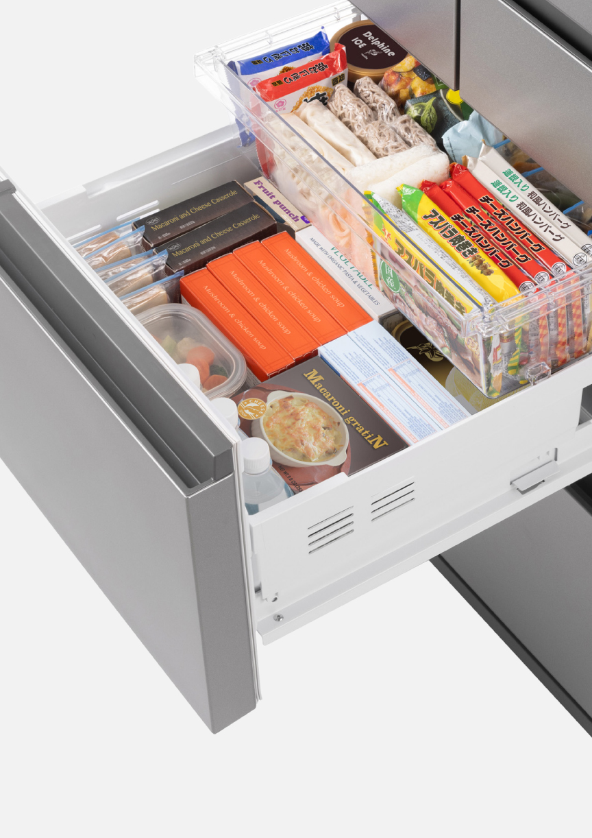 画像：冷凍室を引き出したイメージ