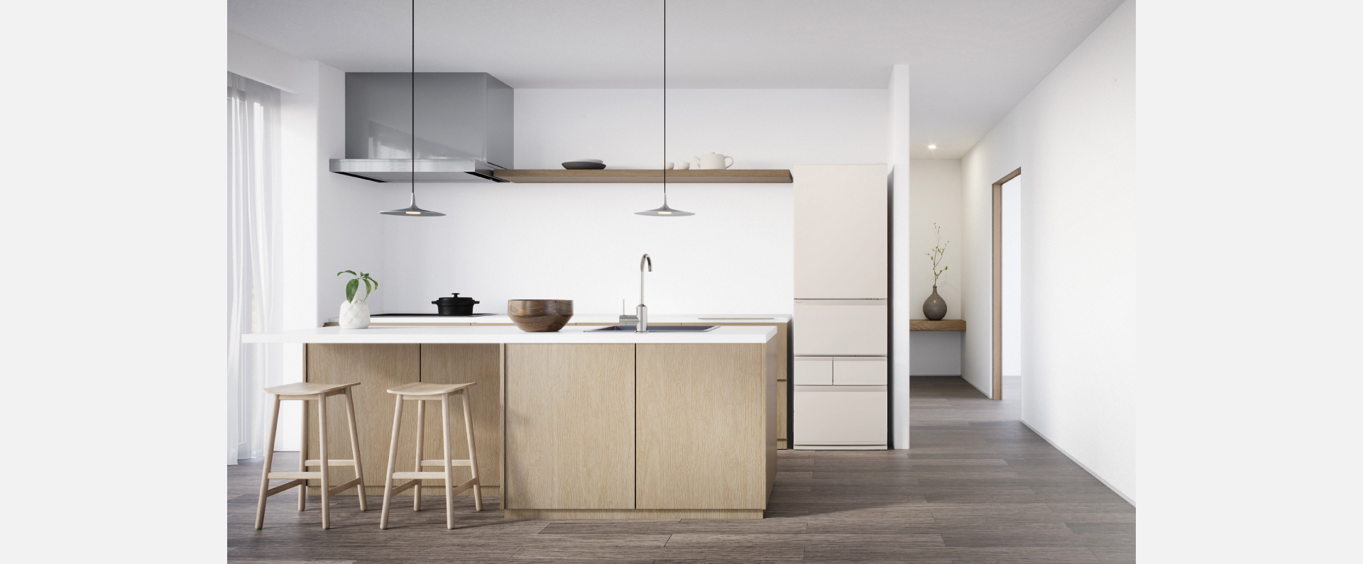 画像：冷蔵庫をキッチンに設置したイメージ