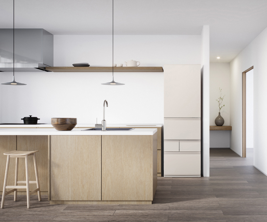 画像：冷蔵庫をキッチンに設置したイメージ