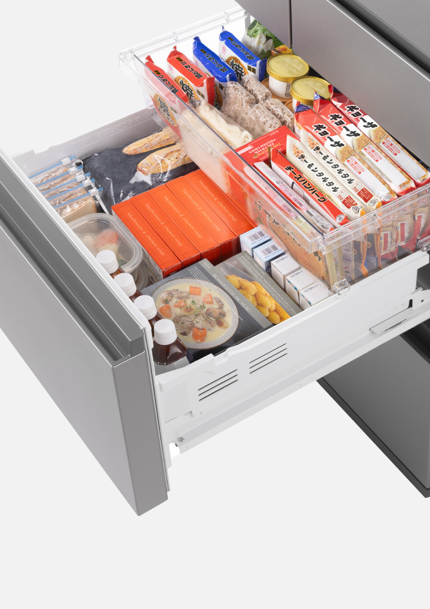 画像：冷凍室を引き出したイメージ
