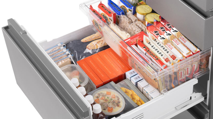画像：冷凍室を引き出したイメージ