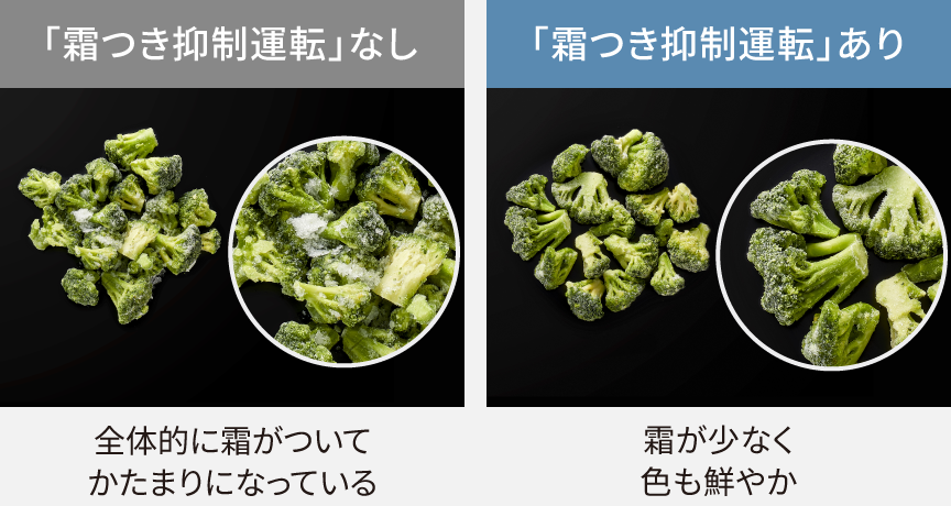 霜つき抑制運転なしとありの比較イメージ