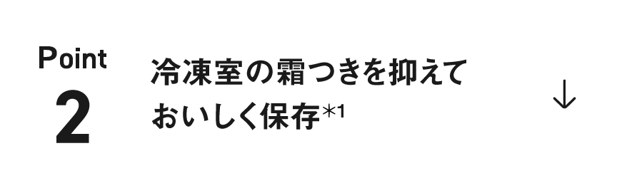 ポイント2：冷凍室の霜つきを抑えておいしく保存