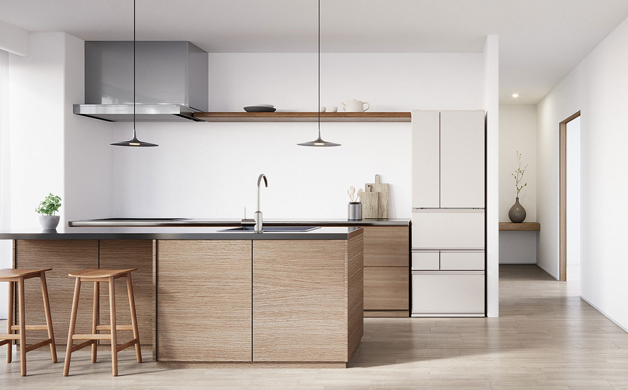 画像：冷蔵庫をキッチンに設置したイメージ