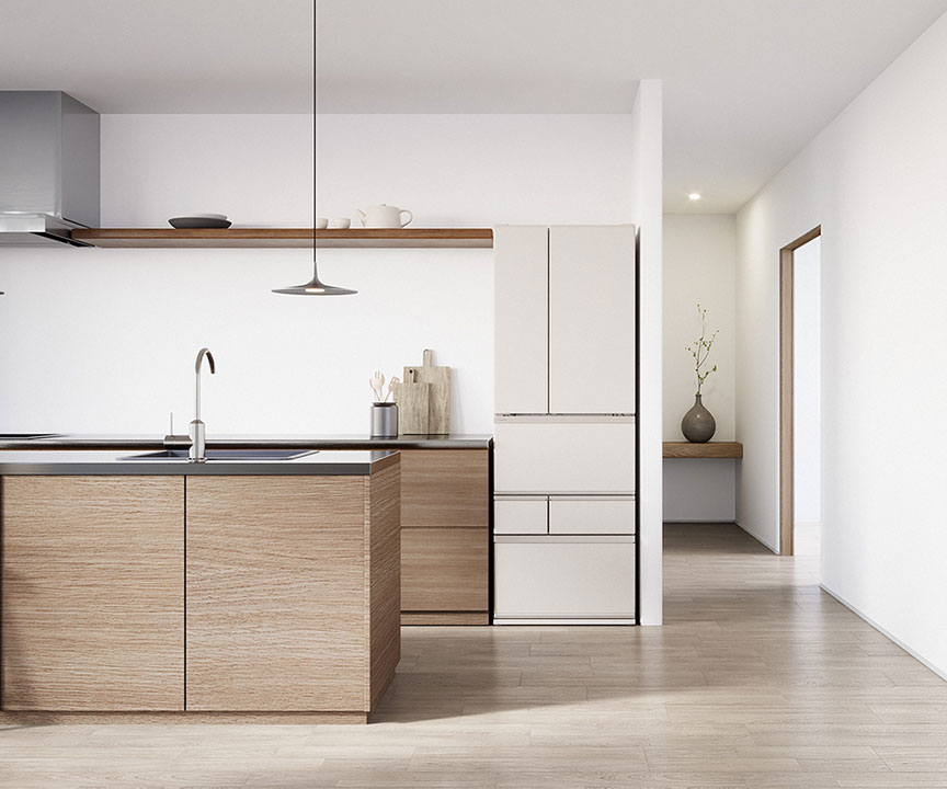 画像：冷蔵庫をキッチンに設置したイメージ