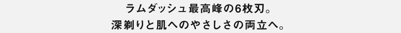 ラムダッシュ最高峰の6枚刃。 深剃りと肌への やさしさの両立へ。